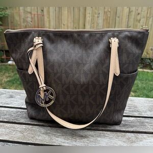 Michael Kors Dark Brown and Beige Tote